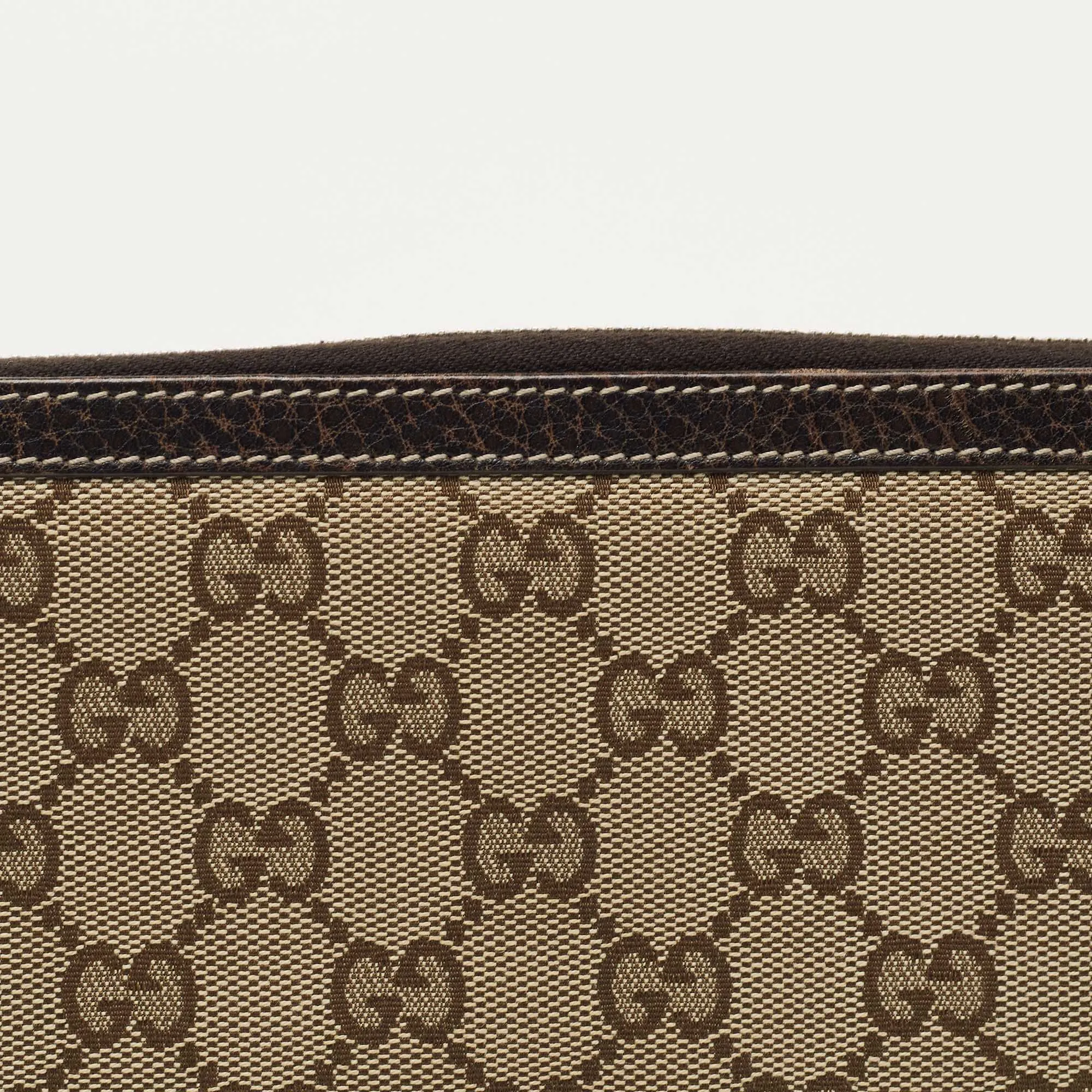 Gucci Beige/Brown GG Canvas and Leather Bamboo Tassel Zip Around Wallet