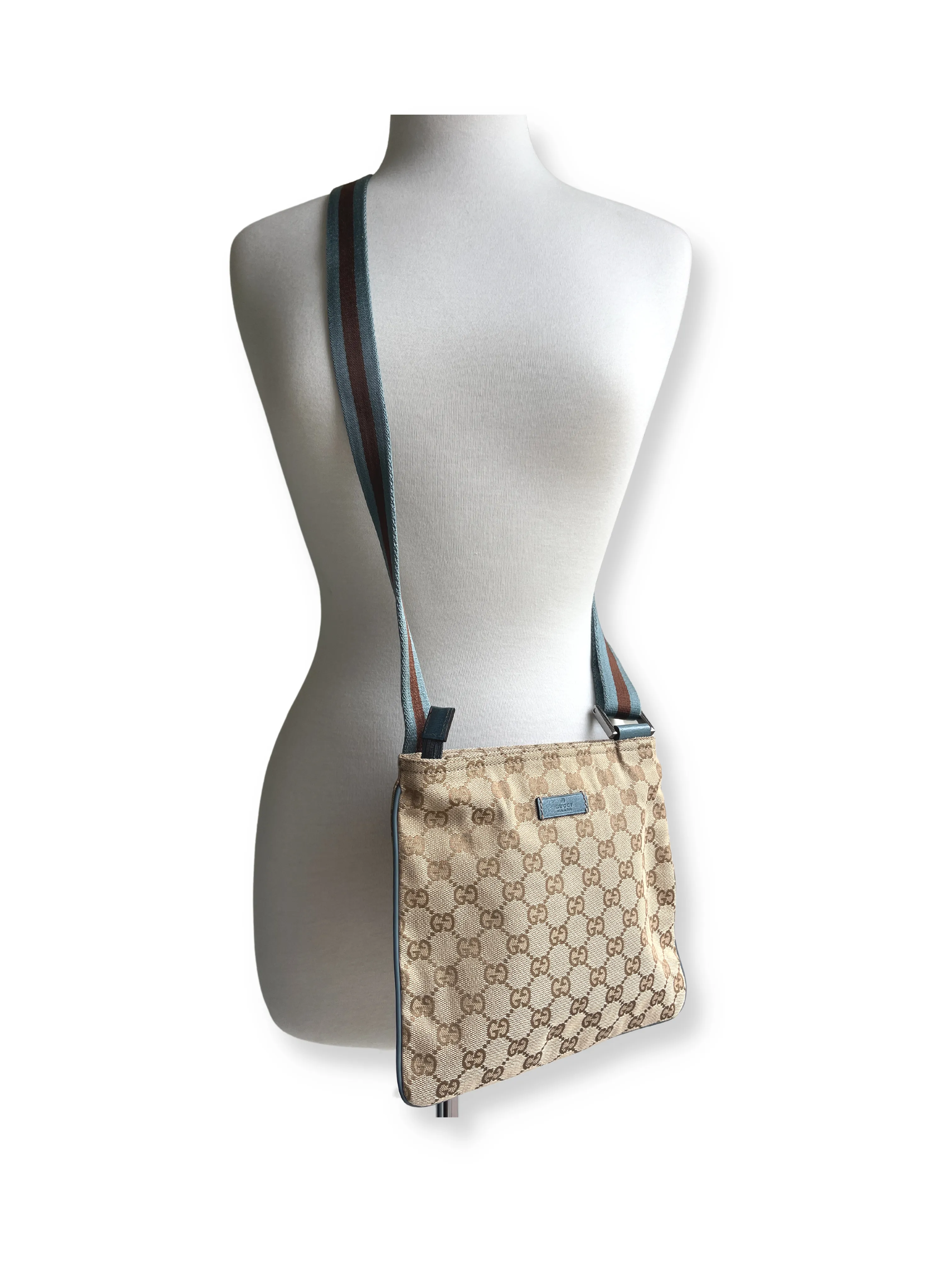 GUCCI - GG CANVAS WEB STRAP SMALL CROSSBODY BAG