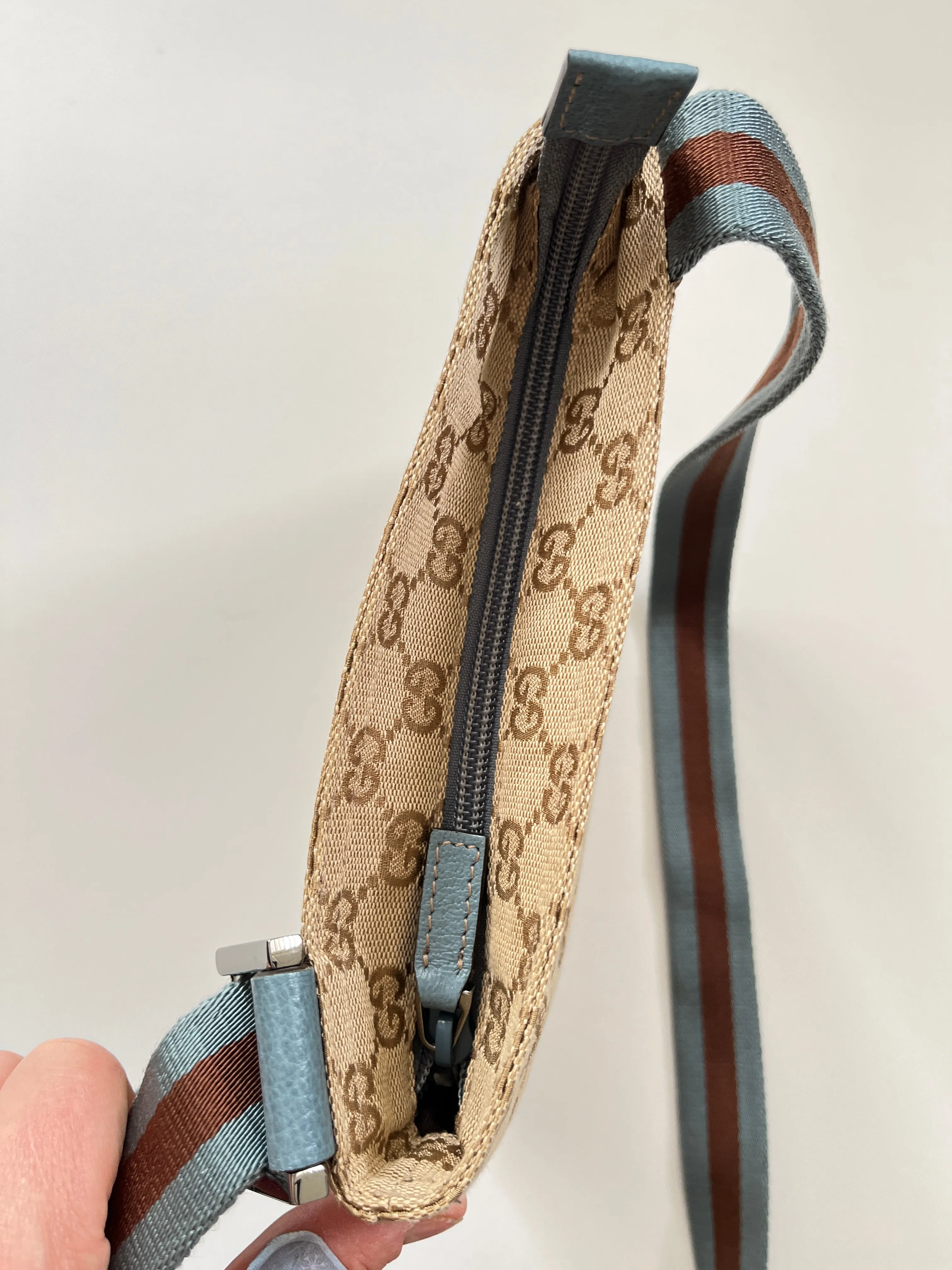 GUCCI - GG CANVAS WEB STRAP SMALL CROSSBODY BAG