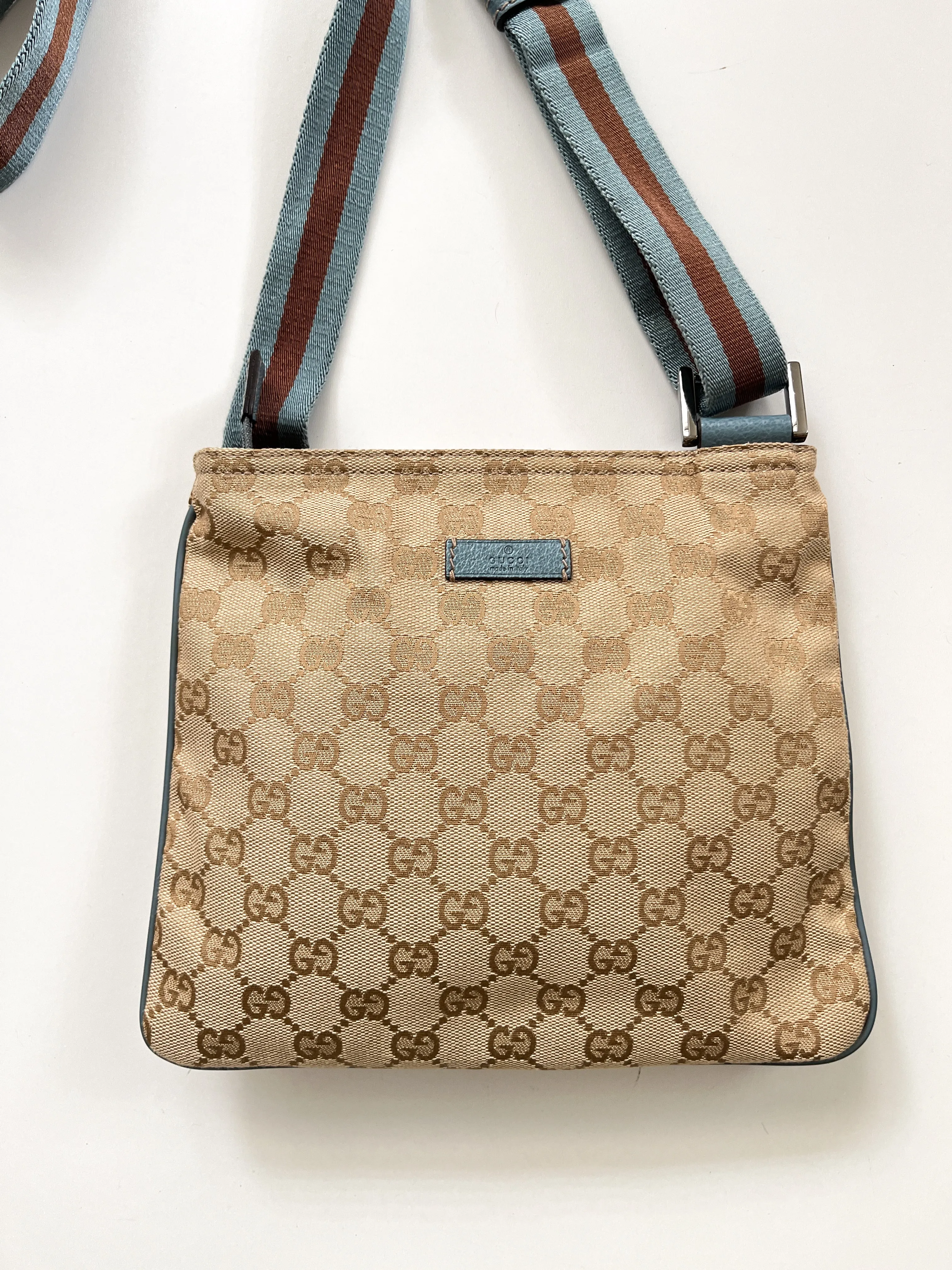 GUCCI - GG CANVAS WEB STRAP SMALL CROSSBODY BAG