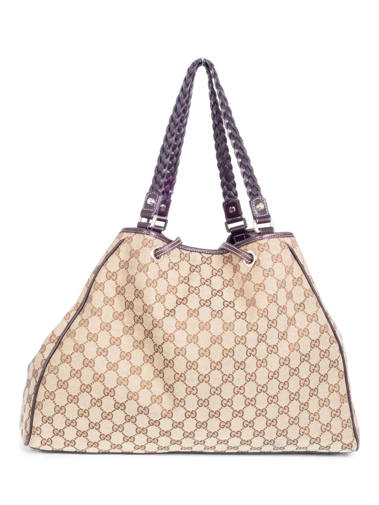 Gucci GG Logo Bamboo Peggy Tassel Tote Brown