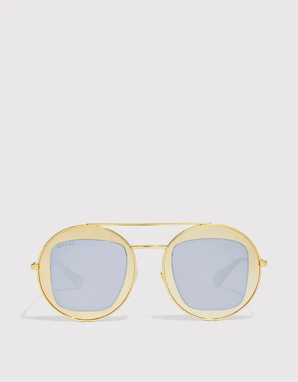 GUCCI METAL ROUND AVIATOR SUNGLASSES