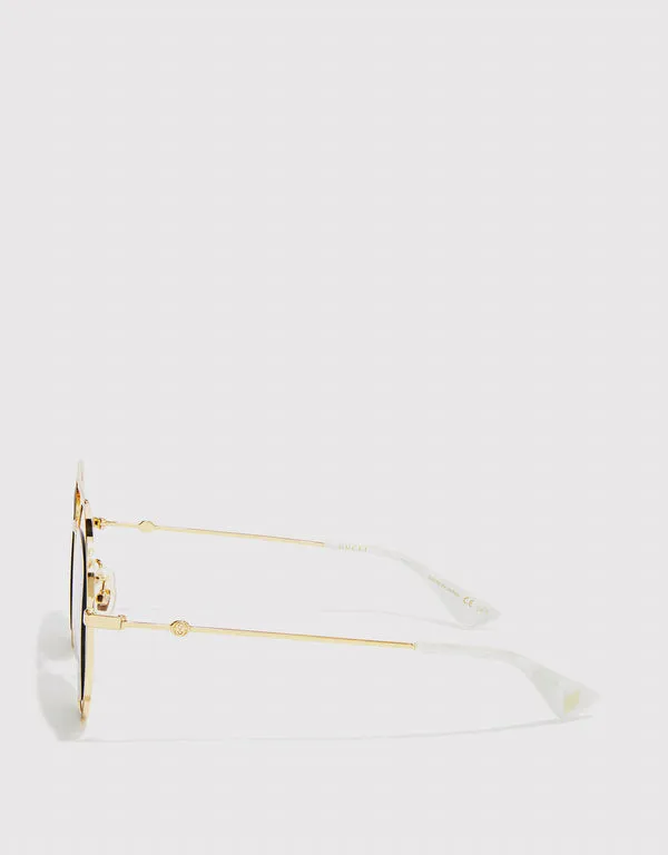 GUCCI METAL ROUND AVIATOR SUNGLASSES