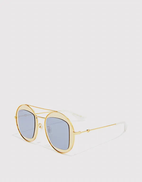 GUCCI METAL ROUND AVIATOR SUNGLASSES