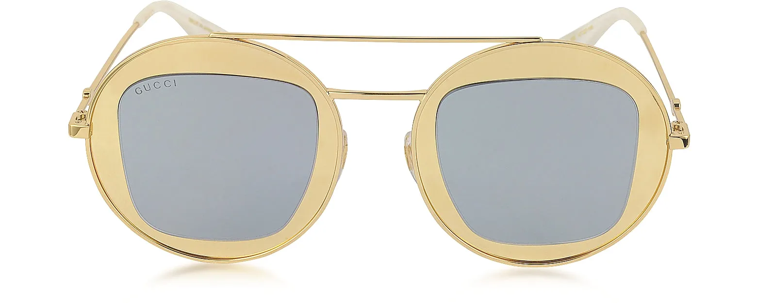 GUCCI METAL ROUND AVIATOR SUNGLASSES