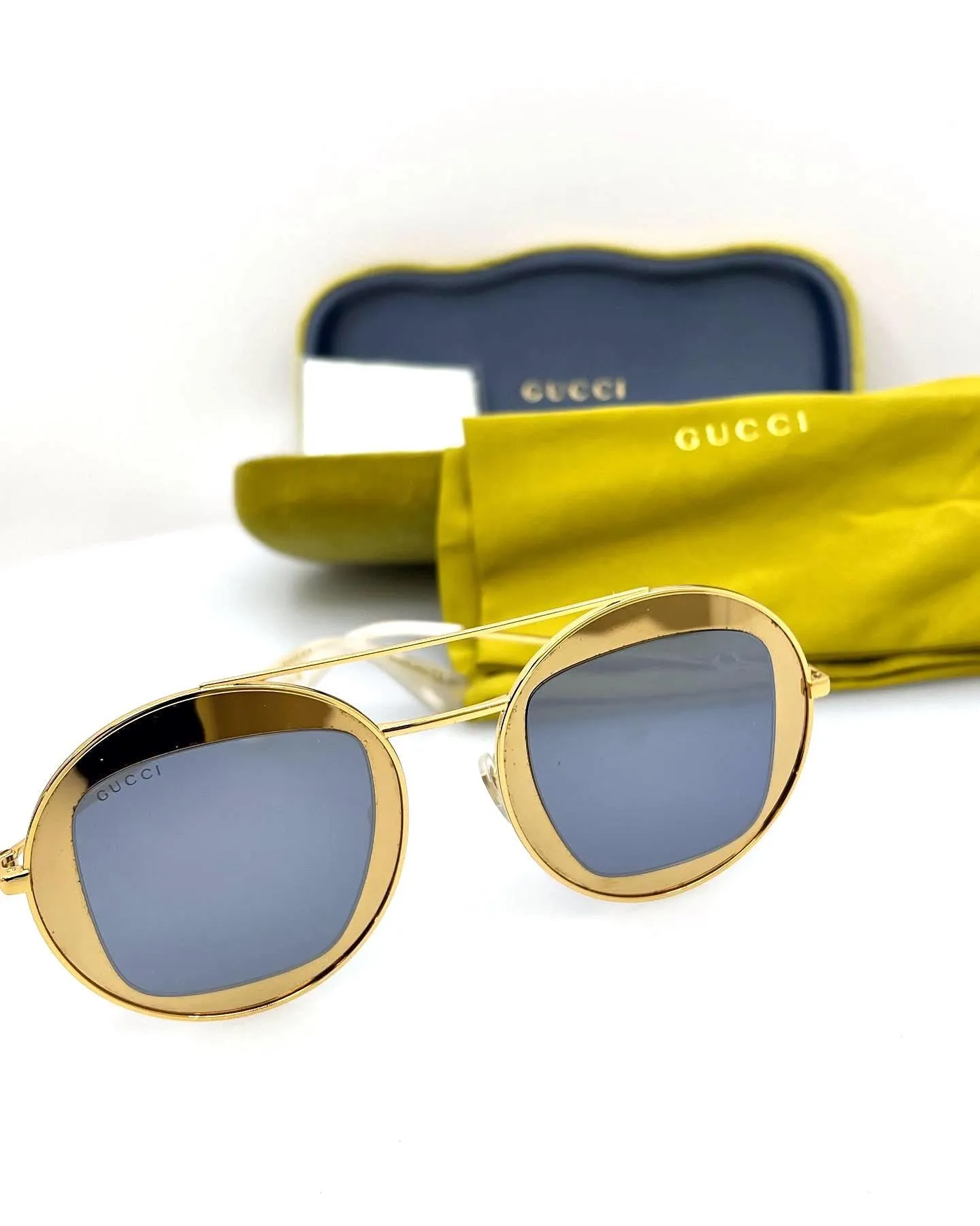 GUCCI METAL ROUND AVIATOR SUNGLASSES