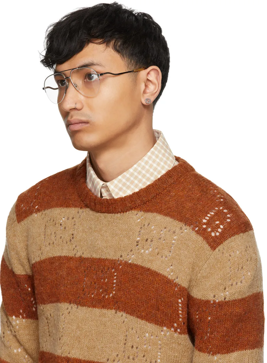 Gucci Silver Shiny Aviator Glasses