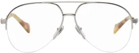 Gucci Silver Shiny Aviator Glasses