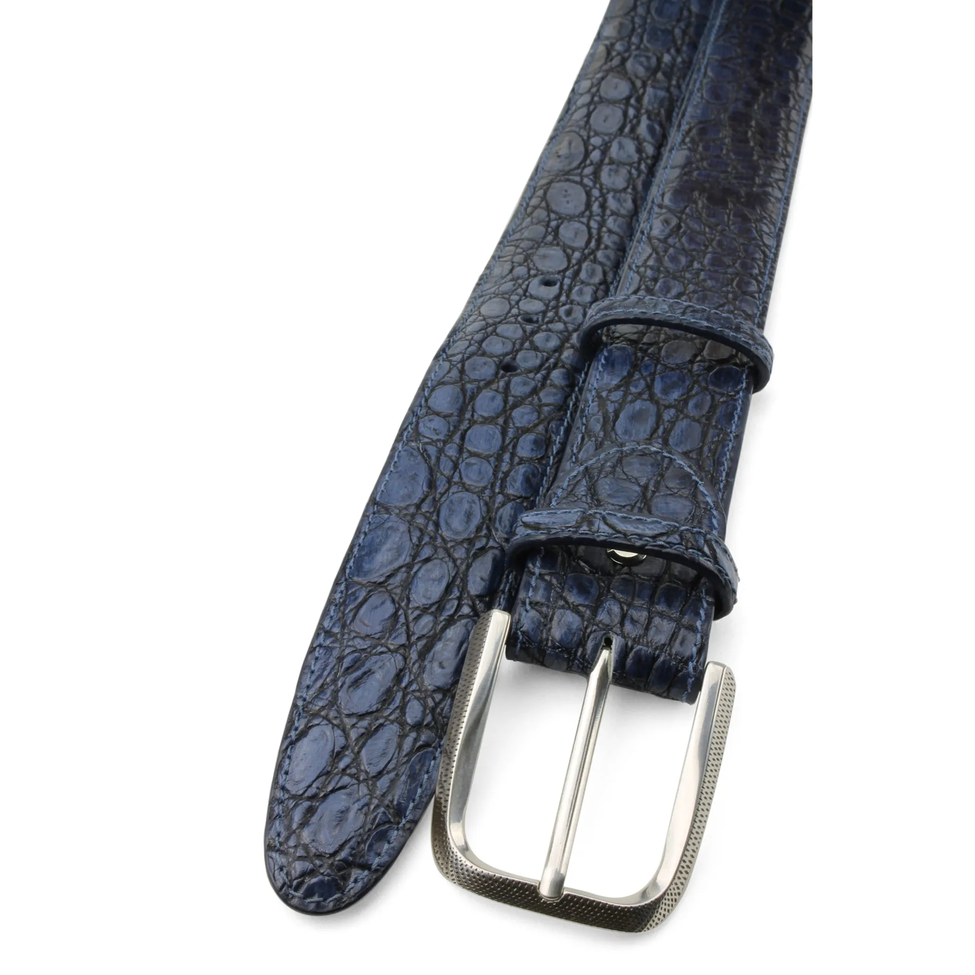 Hand painted Imperial Blue Tone Genuine Crocodile Belt