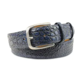 Hand painted Imperial Blue Tone Genuine Crocodile Belt