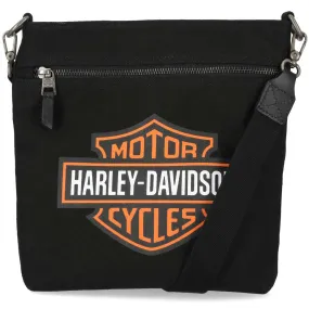 Harley-Davidson Women's Bar & Shield Logo Crossbody Canvas Purse, Black MHW056/08