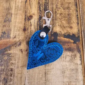Heart Handbag Charm - Blue Lagoon Emboss