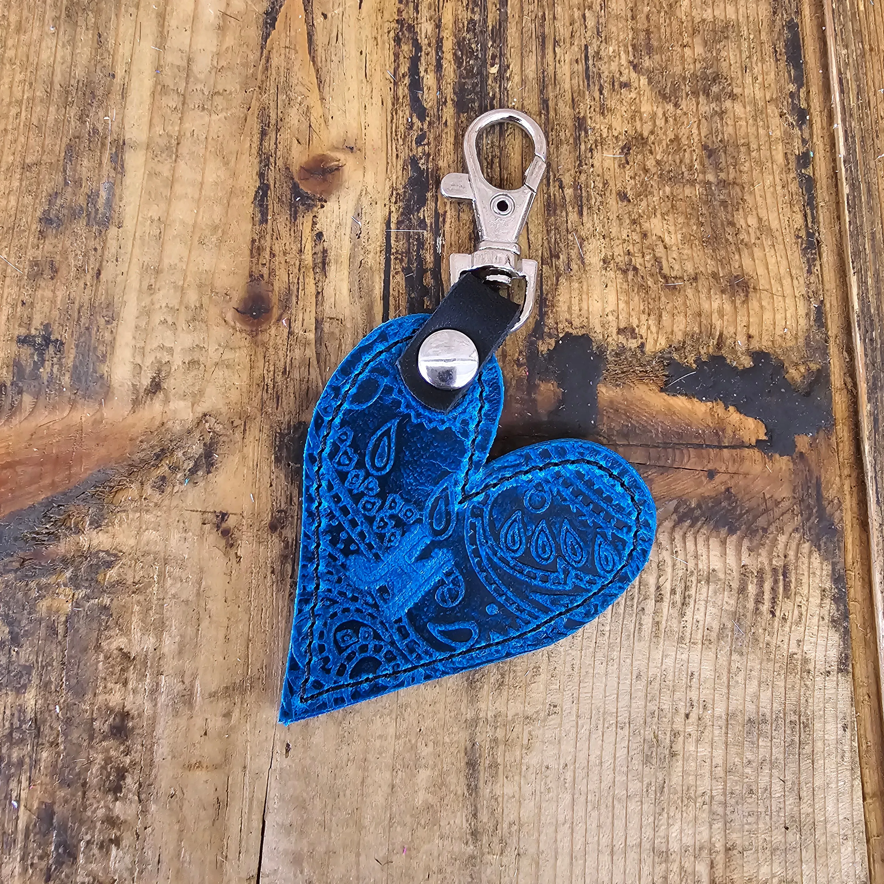 Heart Handbag Charm - Blue Lagoon Emboss