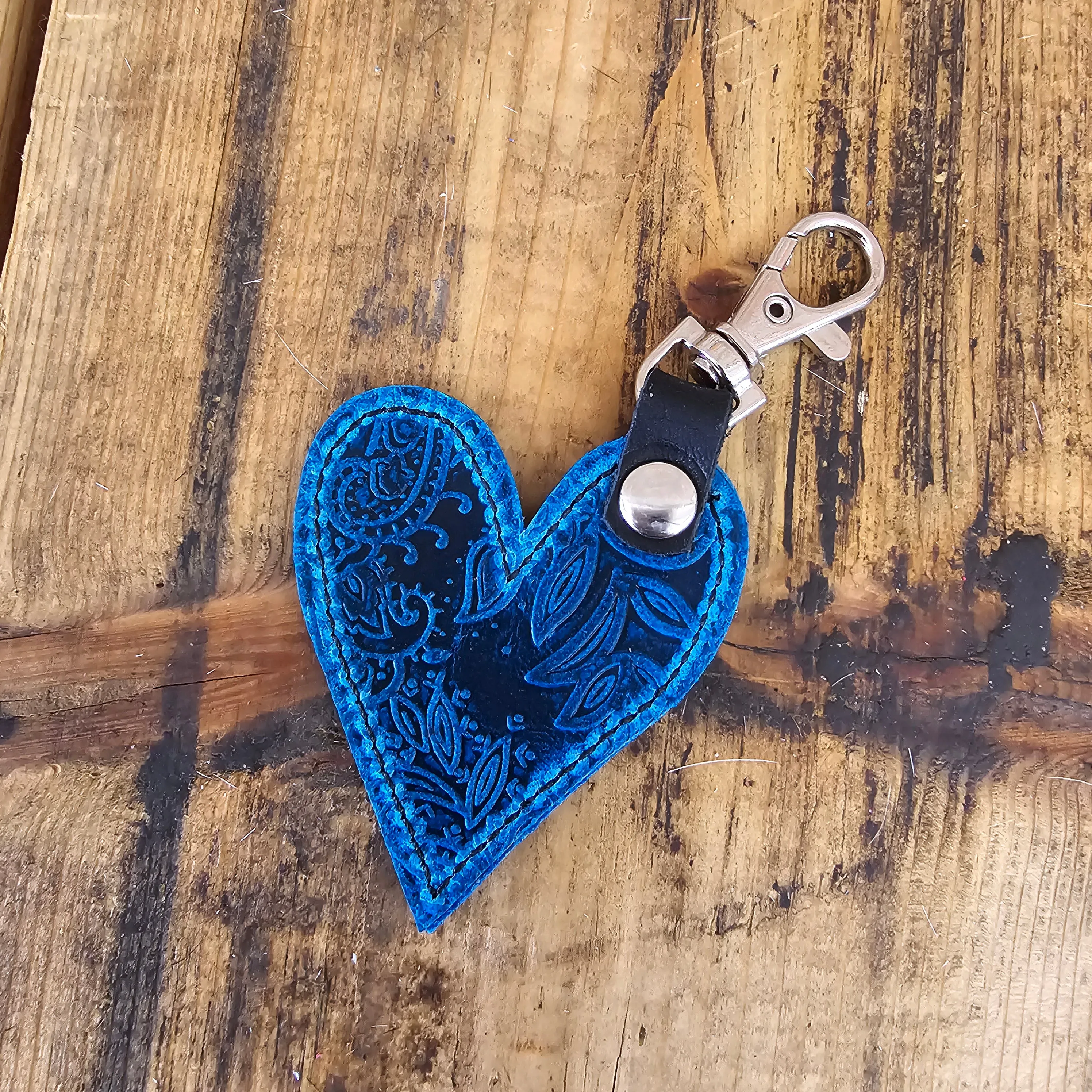 Heart Handbag Charm - Blue Lagoon Emboss