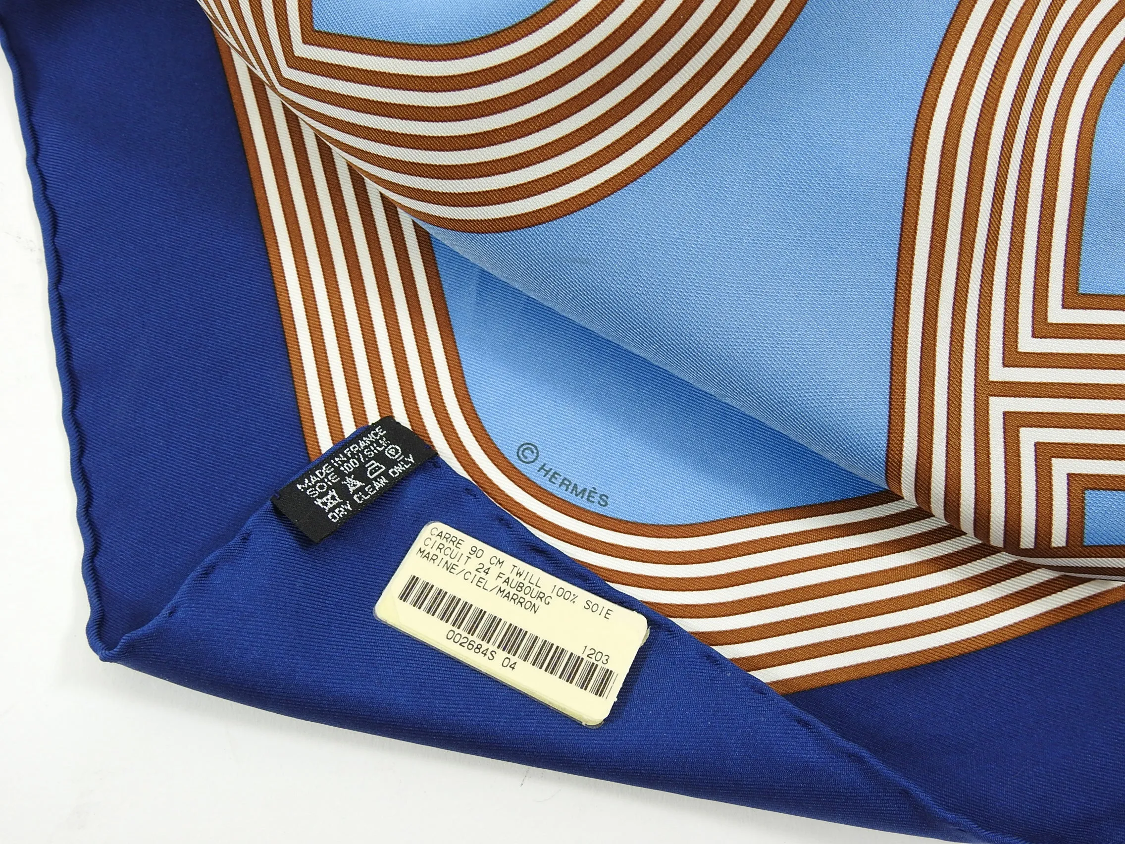 Hermes Circuit 24 Faubourg Silk Twill 90cm Scarf in Box