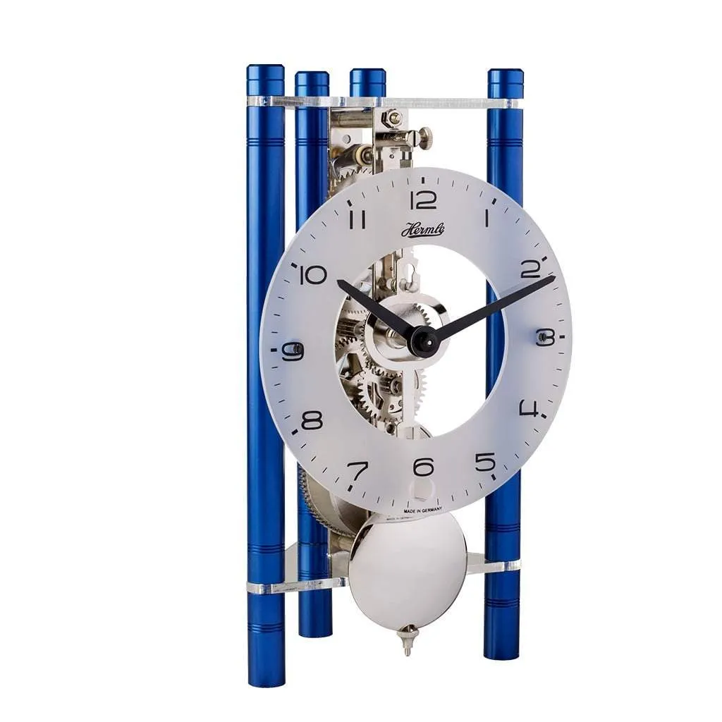 Hermle LAKIN Mechanical Mantel Clock 23025Q70721, Blue / Silver Pendulum