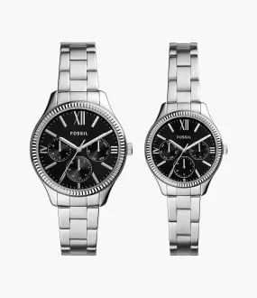 His and Her Multifunction Stainless Steel Watch Set BQ2644SET