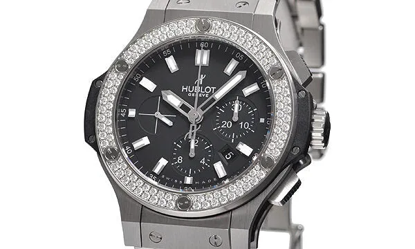 Hublot Big Bang Steel Black Dial Chronograph Diamond Bezel Men's Watch 301SX1170SX1104 301.SX.1170.SX.1104