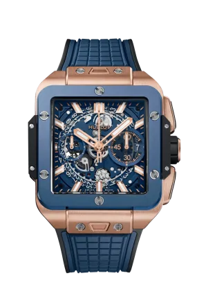 Hublot Square Bang Chronograph 18K King gold & Blue Ceramic Men's Watch