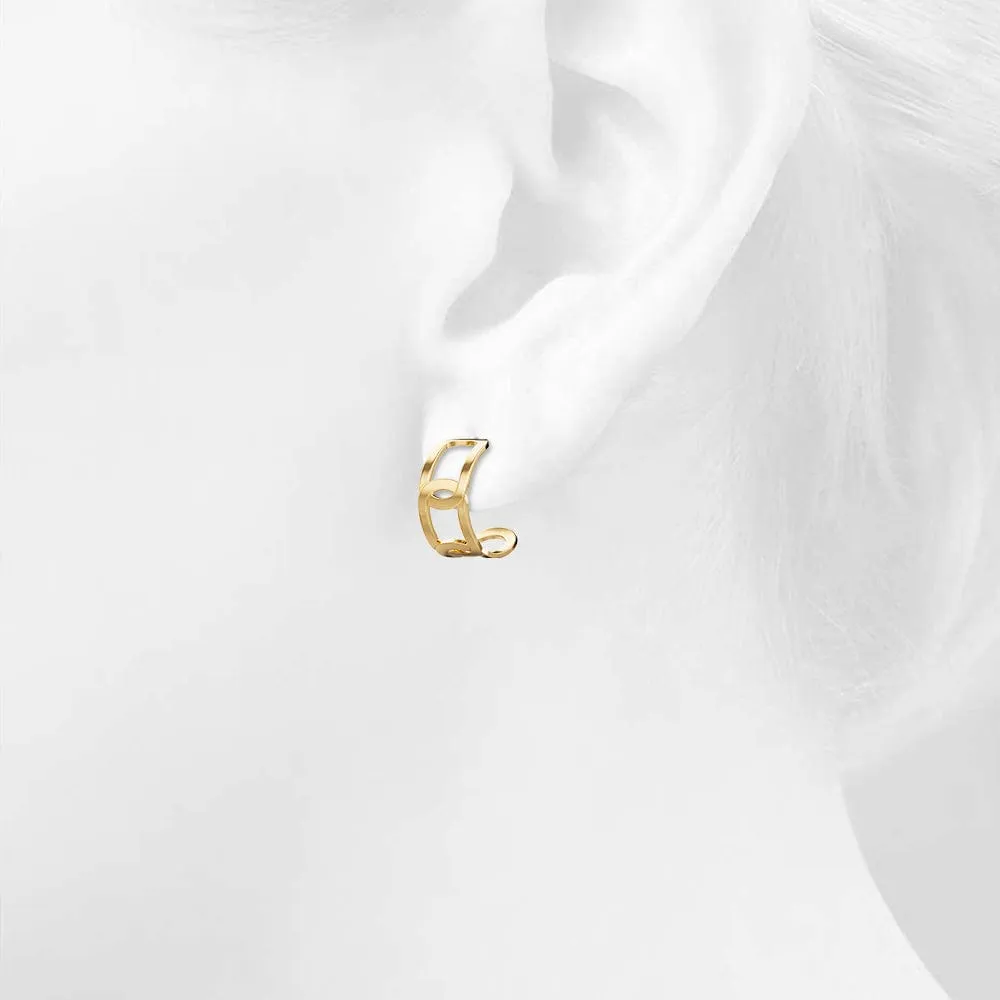 Intercross Huggie Gold Layered Earrings