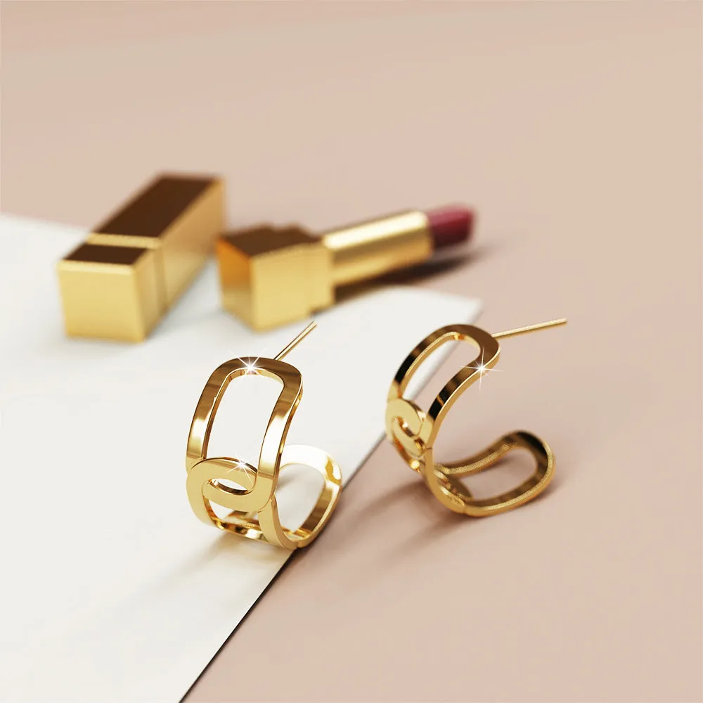 Intercross Huggie Gold Layered Earrings