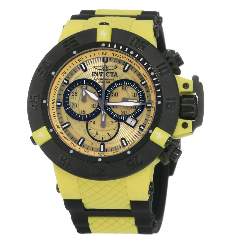 Invicta 0934 Men's Subaqua NOMA Black Ion Plated Yellow Plastic Chronograph Dive Watch