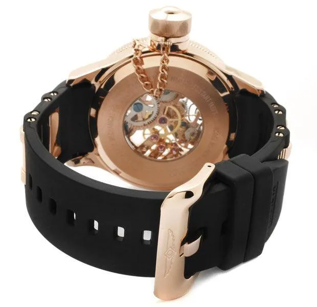 Invicta 1090 Men's Russian Diver Rose Gold Skeleton Dial Mechanical Watch