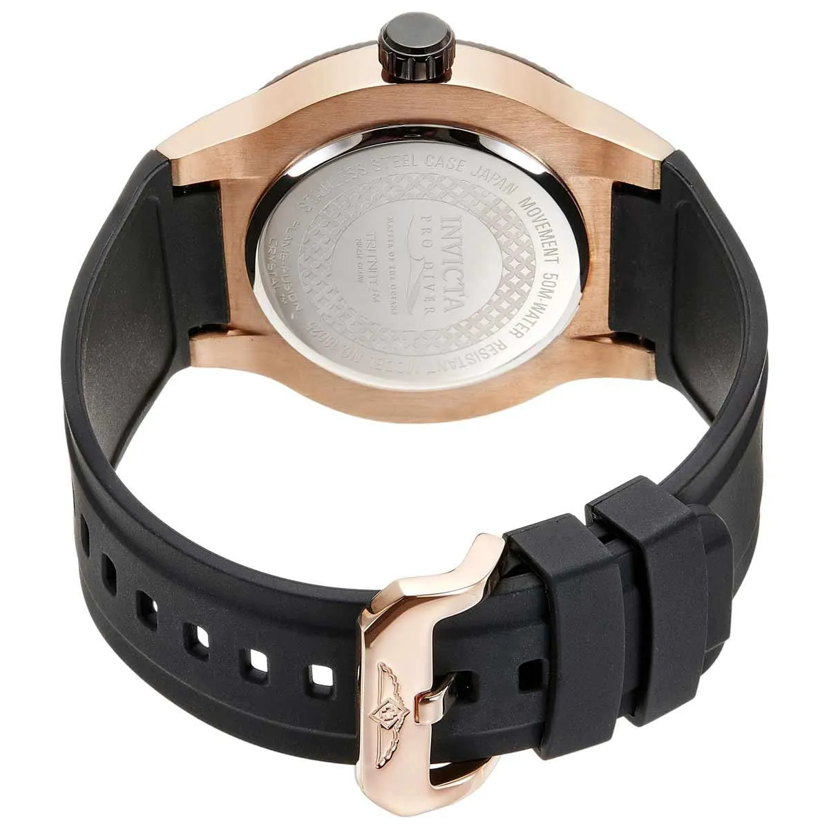 Invicta 18025 Men's Pro Diver Rose Gold Dial Black Silicone Strap Watch
