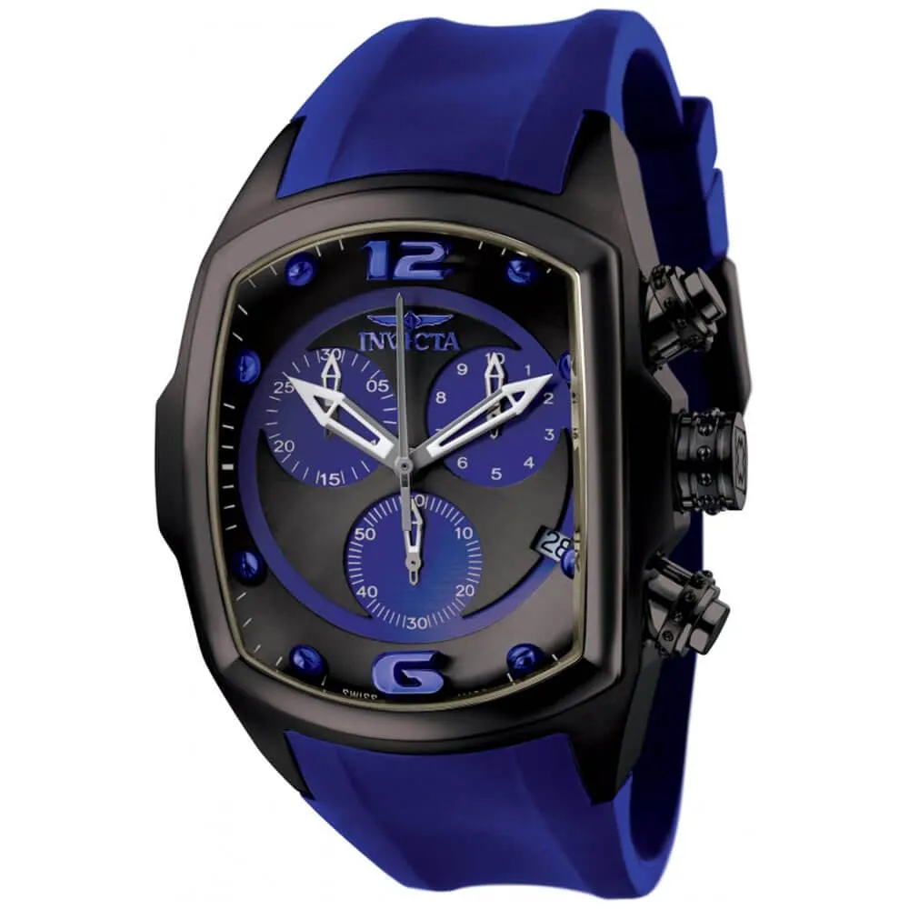 Invicta 6729 Men's Lupah Chronograph Black and Royal Blue Dial Royal Blue Rubber Watch