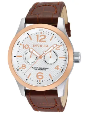 INVICTA I-Force Mens Day/Date - White Dial - Stainless & Rose - Brown Leather