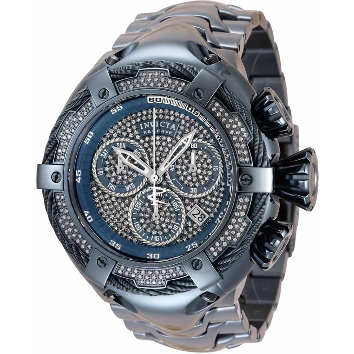 Invicta Men's Chrono Watch - Reserve Bolt Diamond Light Blue Steel Bracelet | 34166