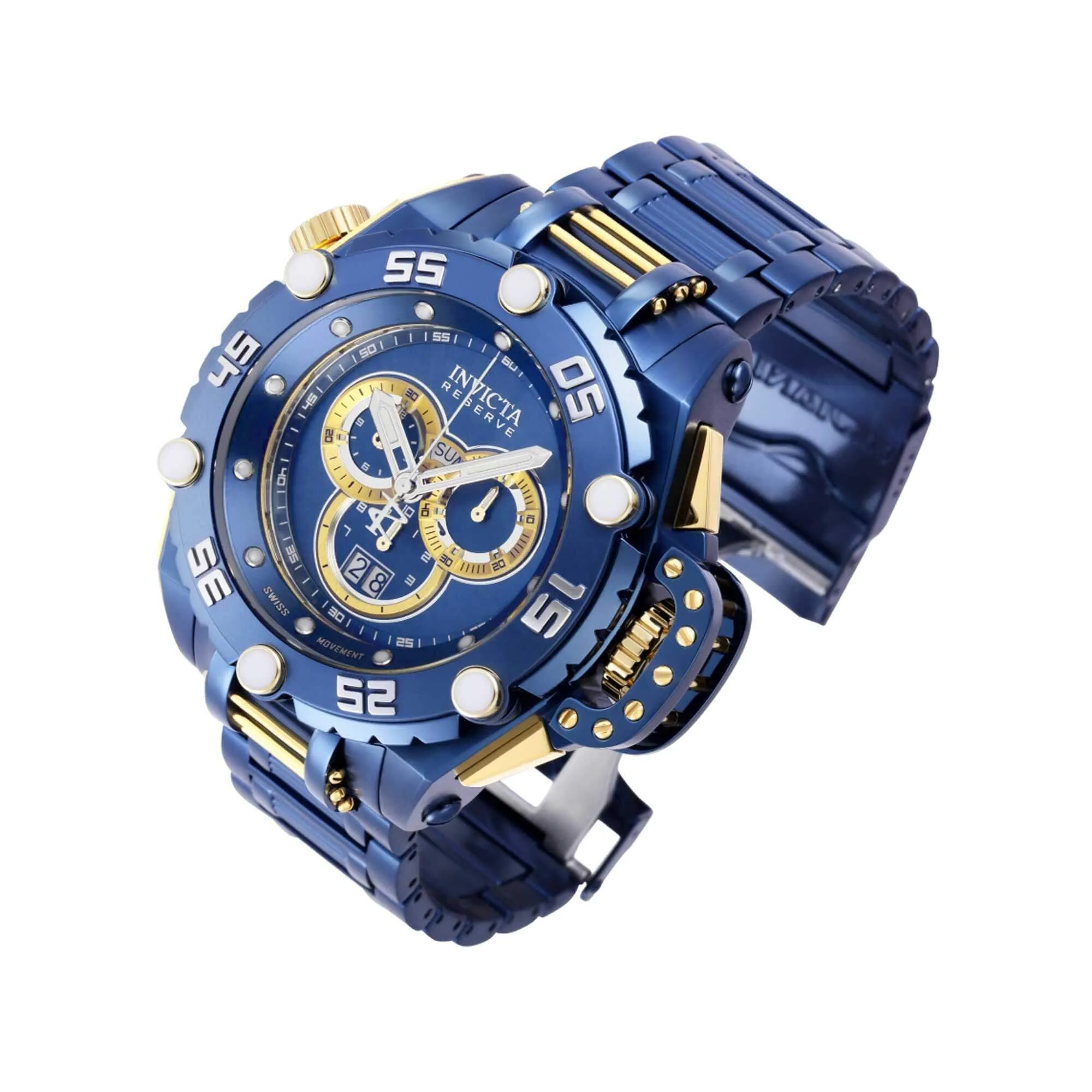 Invicta Men's Chronograph Watch - Reserve Flying Fox Dark Blue and Gold Dial | 39555