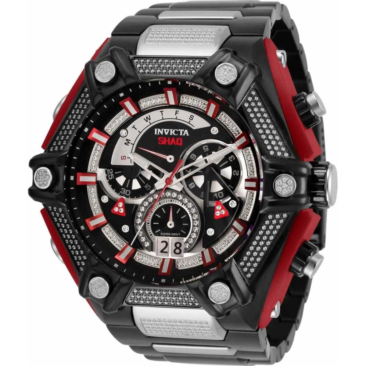 Invicta Men's Chronograph Watch - Shaq Quartz Black and Silver Dial Diamond | 33686
