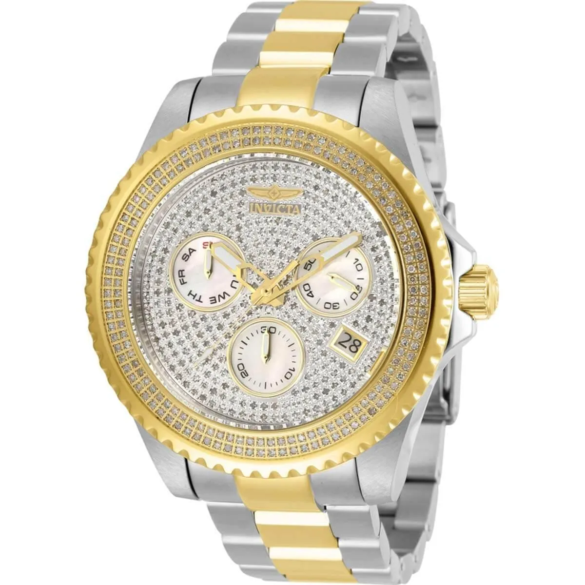 Invicta Men's Diamond Watch - Pro Diver MOP Dial Two Tone Bracelet | 30331