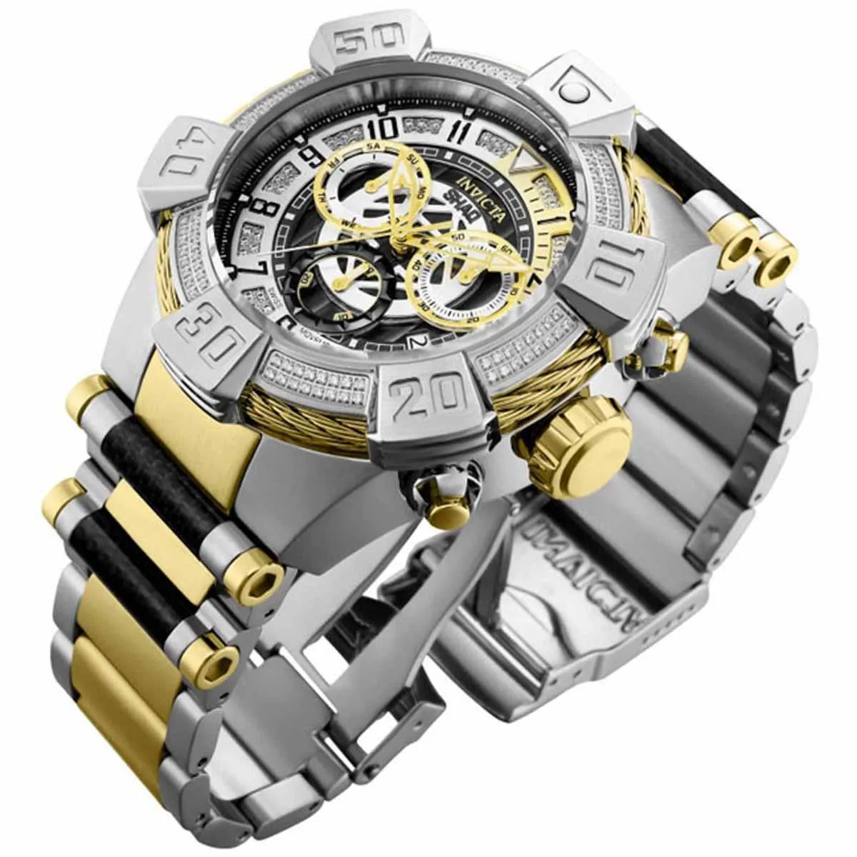 Invicta Men's Diamond Watch - Shaq Black, Silver and Gold Tone Bracelet | 33665