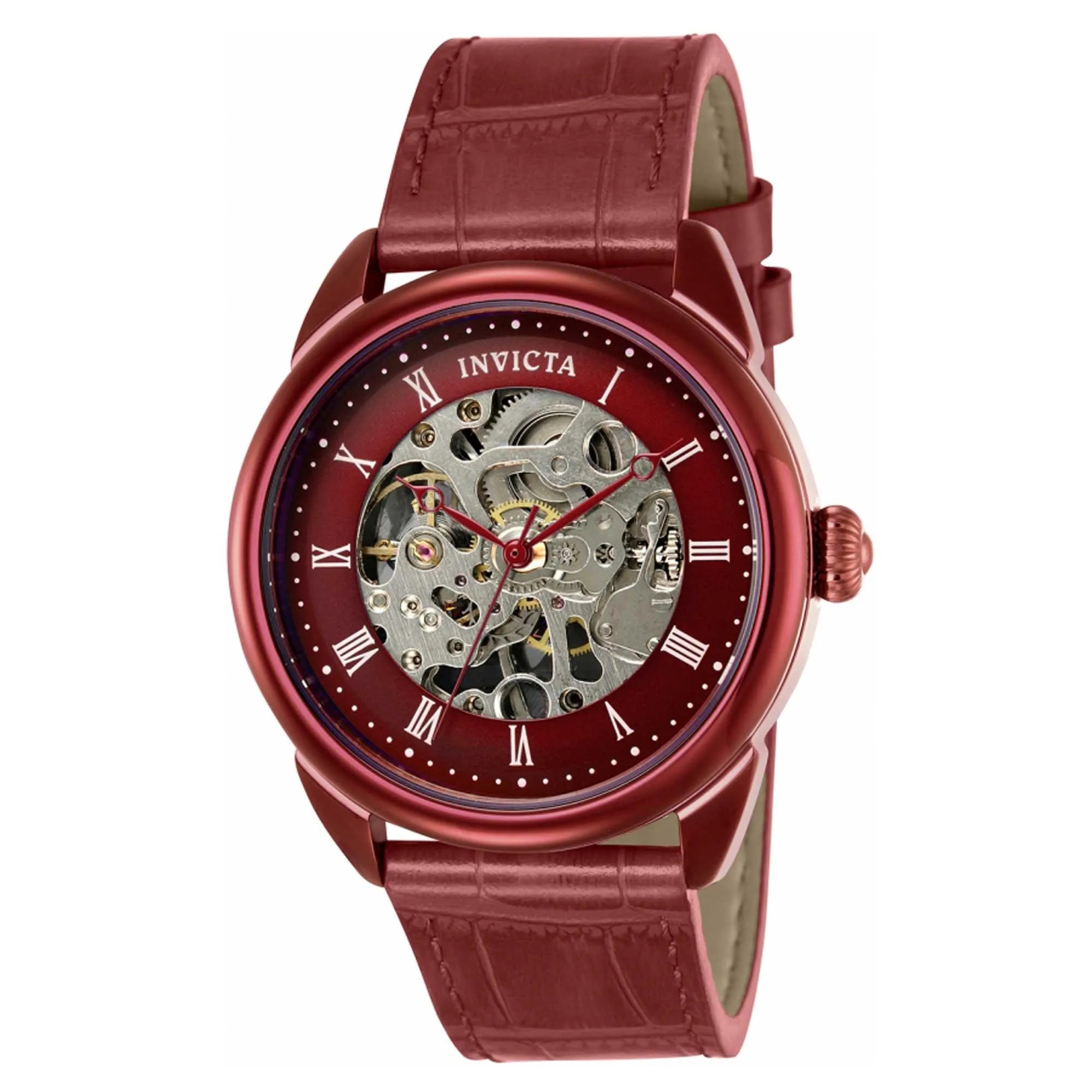Invicta Men's Mechanical Watch - Specialty Semi-Skeleton Dial Leather Strap | 40726