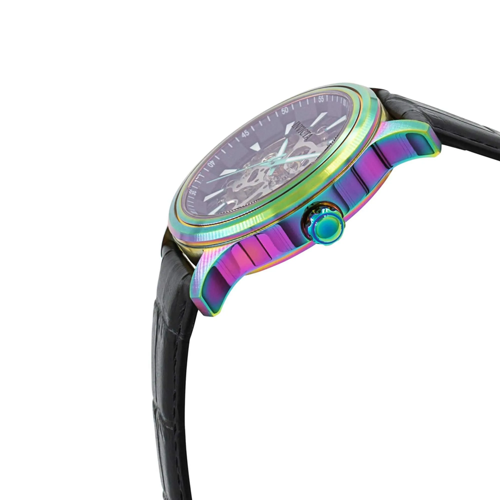 Invicta Men's Mechanical Watch - Vintage Black Skeleton Dial Iridescent Case | 37963