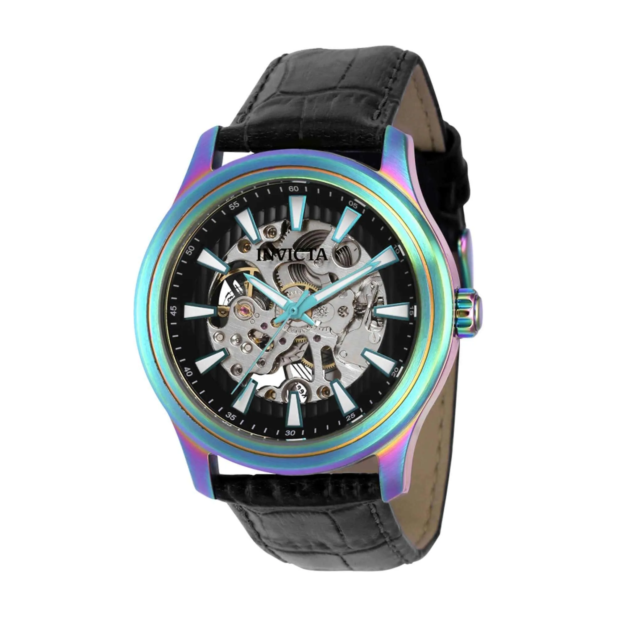 Invicta Men's Mechanical Watch - Vintage Black Skeleton Dial Iridescent Case | 37963