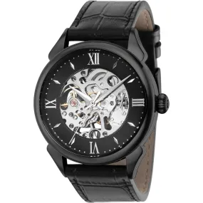 Invicta Men's Mechanical Watch - Vintage Semi-Skeleton Dial Leather Strap | 38169