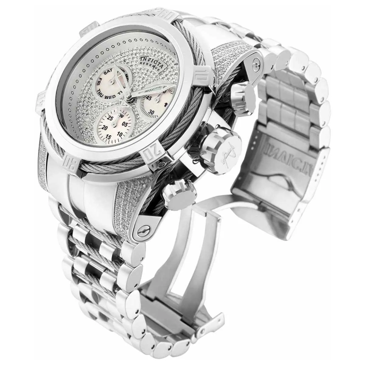 Invicta Men's Quartz Watch - Reserve Bolt Zeus Diamond Chrono Silver Dial | 32783