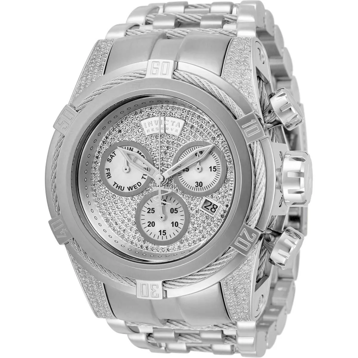 Invicta Men's Quartz Watch - Reserve Bolt Zeus Diamond Chrono Silver Dial | 32783