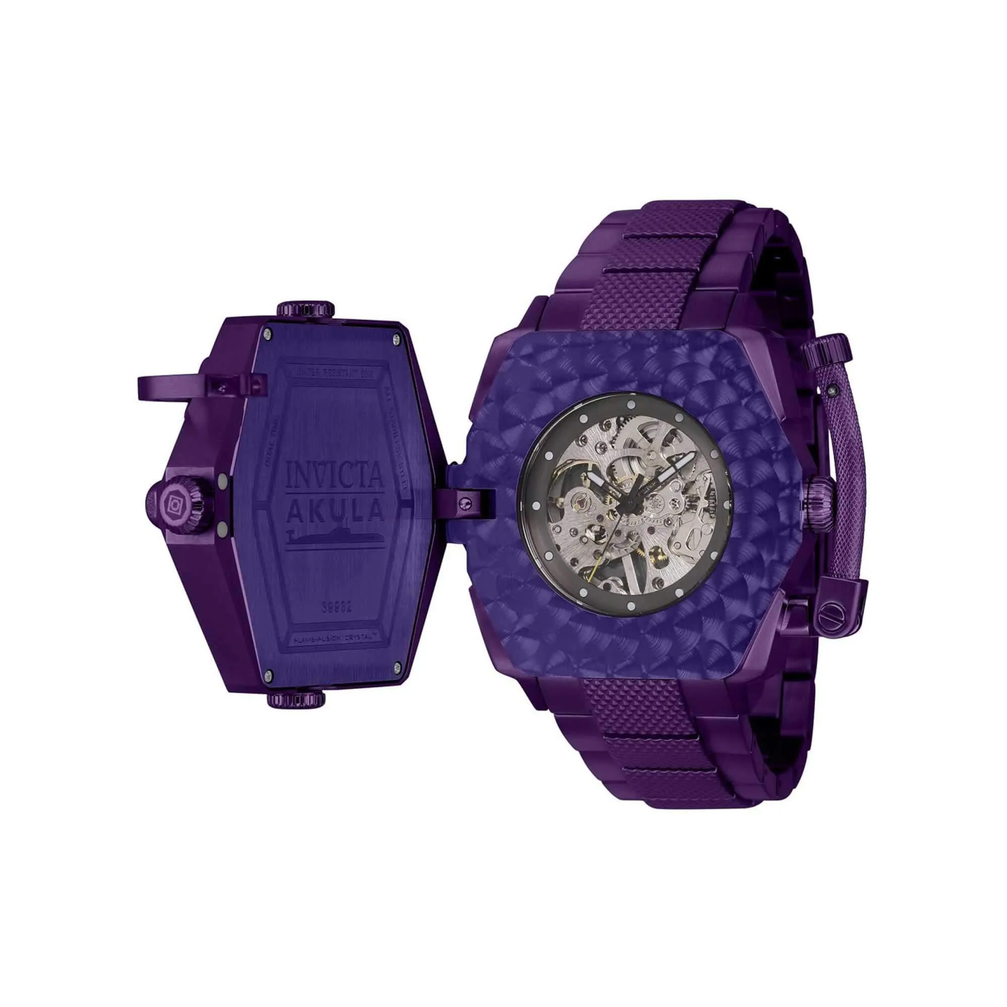 Invicta Men's Watch - Akula Mechanical Grey Skeleton Dial Purple Bracelet | 39938