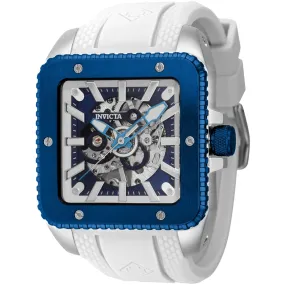 Invicta Men's Watch - Cuadro Mechanical Dark Blue, White and Silver Dial Strap | 44007