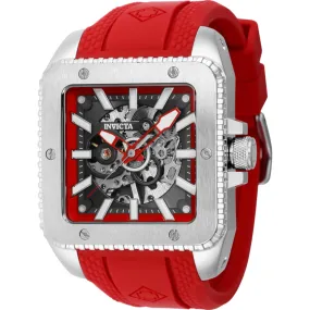 Invicta Men's Watch - Cuadro Mechanical Silver Tone, Red and Grey Dial Strap | 44002