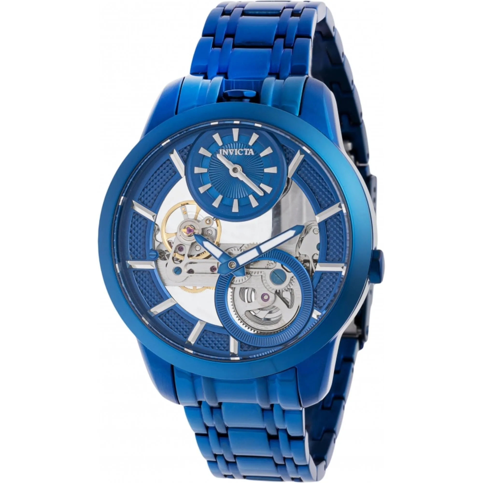 Invicta Men's Watch - Objet D Art Mechanical Ghost Bridge Dial Blue Bracelet | 44331