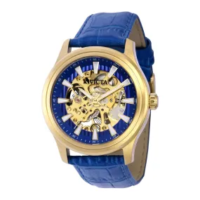 Invicta Men's Watch - Vintage Mechanical Blue Skeleton Dial Leather Strap | 37958