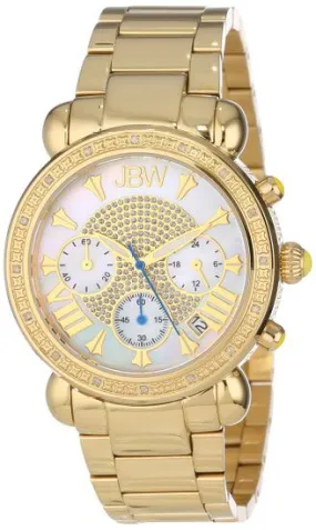 JBW Victory White Mother of Pearl Pave Dial Chronograph Diamond Ladies Watch JB-6210-A
