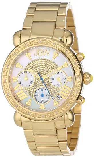 JBW Victory White Mother of Pearl Pave Dial Chronograph Diamond Ladies Watch JB-6210-A