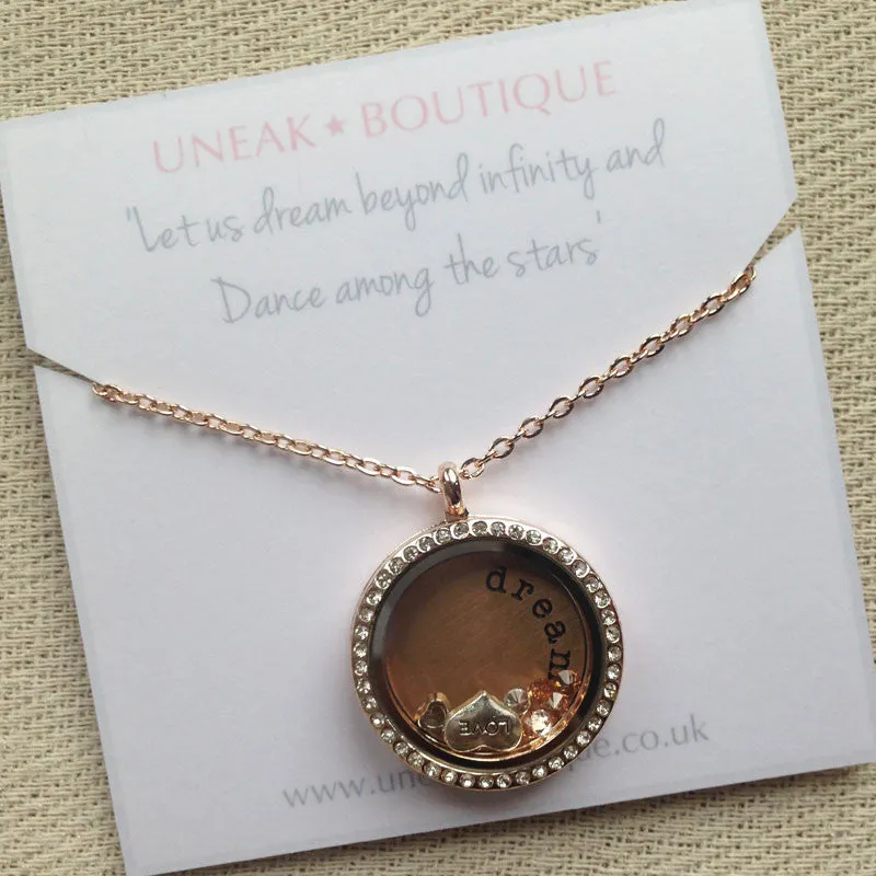 Just Dream Rose Gold Memory Locket with Floating Charms