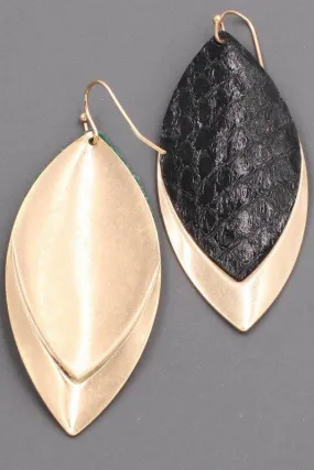 Layered Faux Snake Leaf Earrings